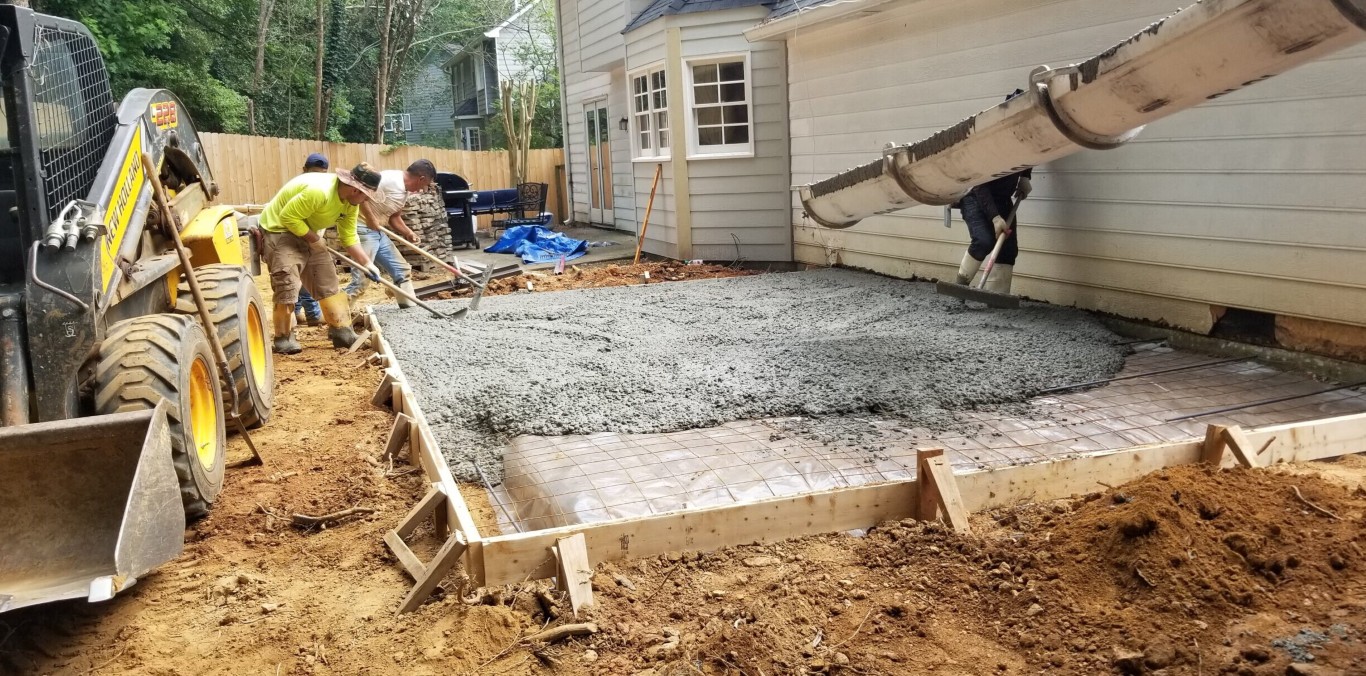 Concrete foundation preparation with rebar reinforcement