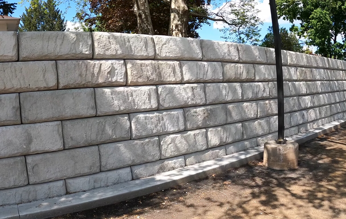 Professional concrete retaining wall installation